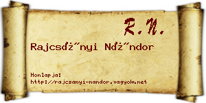 Rajcsányi Nándor névjegykártya
